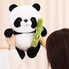 Cute Panda Plush Doll Soft Stuffed Animal Mascot Hugging Pillow Cartoon Panda Hold Bamboo Plushies Ornament Home Bedroom Decoration