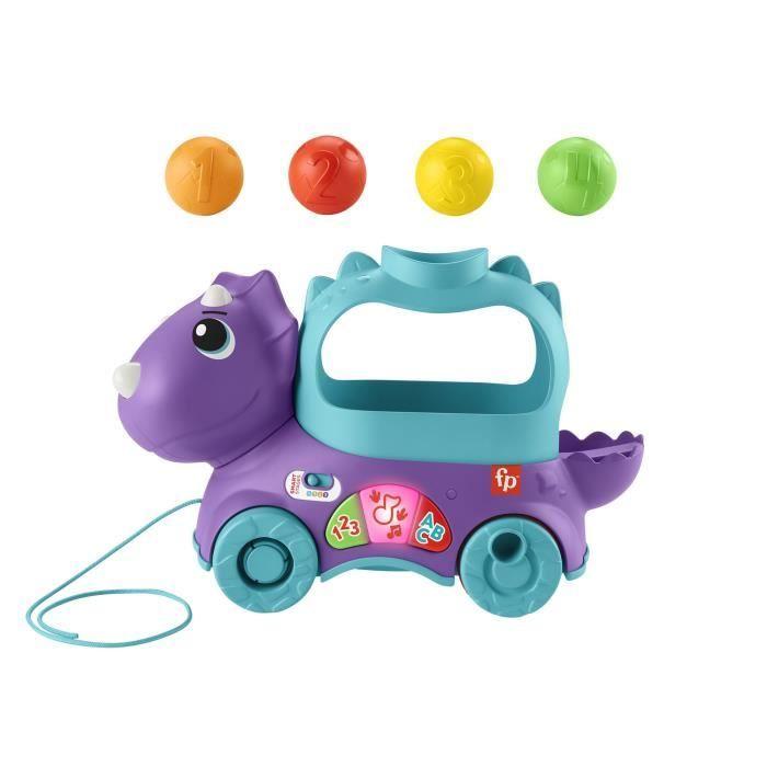 Fisher-price-lance-balles-tricératops à tirer et jouet musical hnr56
