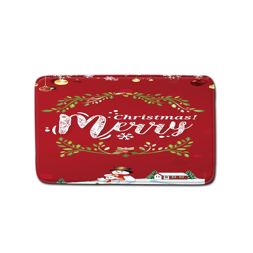 Christmas Home Door Mat Bathroom Shower Curtain Floor Mat Combination Four-Piece Set Bedroom Living Room Carpet