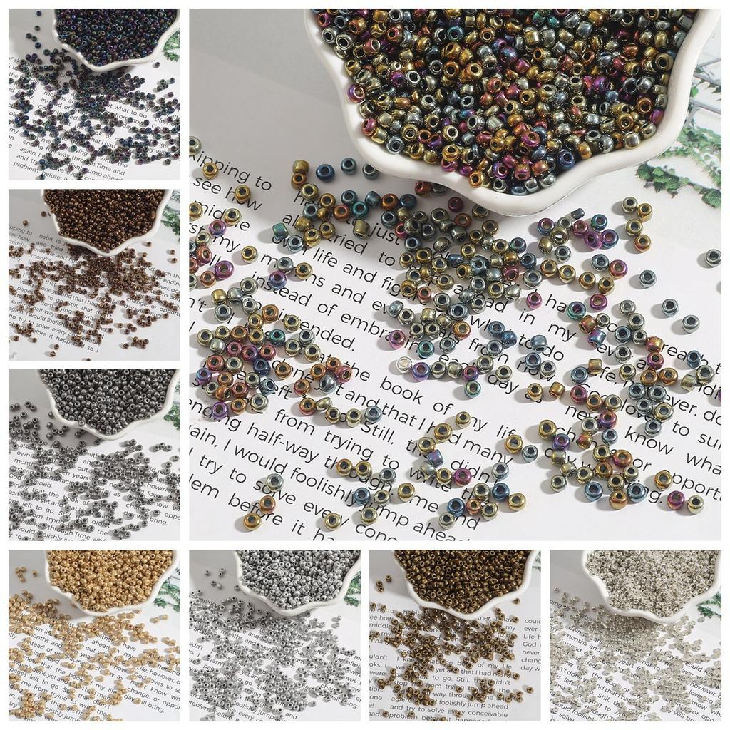 Metallic Color Glass Rice Beads Loose Beads Beading Accessories Handmade Diy Homemade Bracelet Strings Jewelry Materials Beads for Jewelry Making