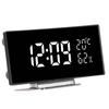 Изогнутые цифровые часы со светодиодной подсветкой и зеркалом, 3 уровня яркости, настольные часы с температурой и влажностью