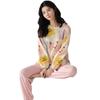 Soft and Comfy Sleepwear Women Printing Long Sleeve Top Loose Pants Sleeping Suits