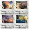 Pirate Ship Tapestry Art Print Wall Hanging Nautical Pattern Decor Home Decor