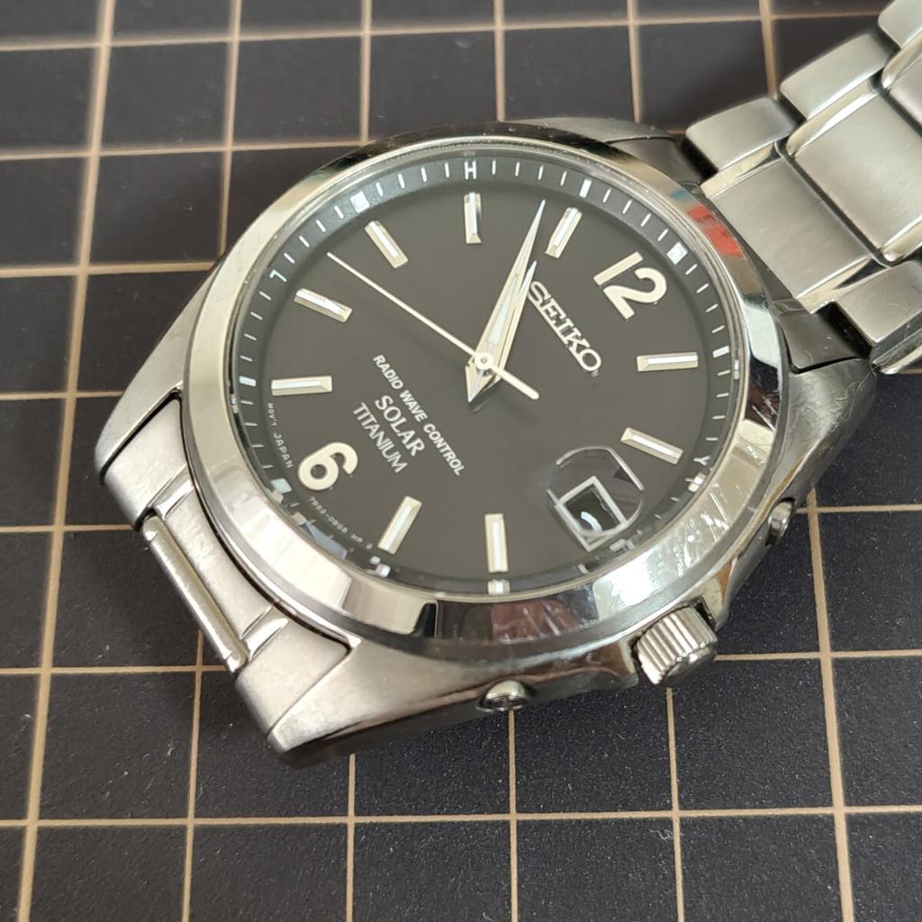 SEIKO Мужские наручные часы на солнечной батарее, титановые, черные, циферблат, 7B62-0AM0, K26U