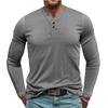 Men's Round Neck Long Sleeved Button Down Shirt Base Men's T-shirt