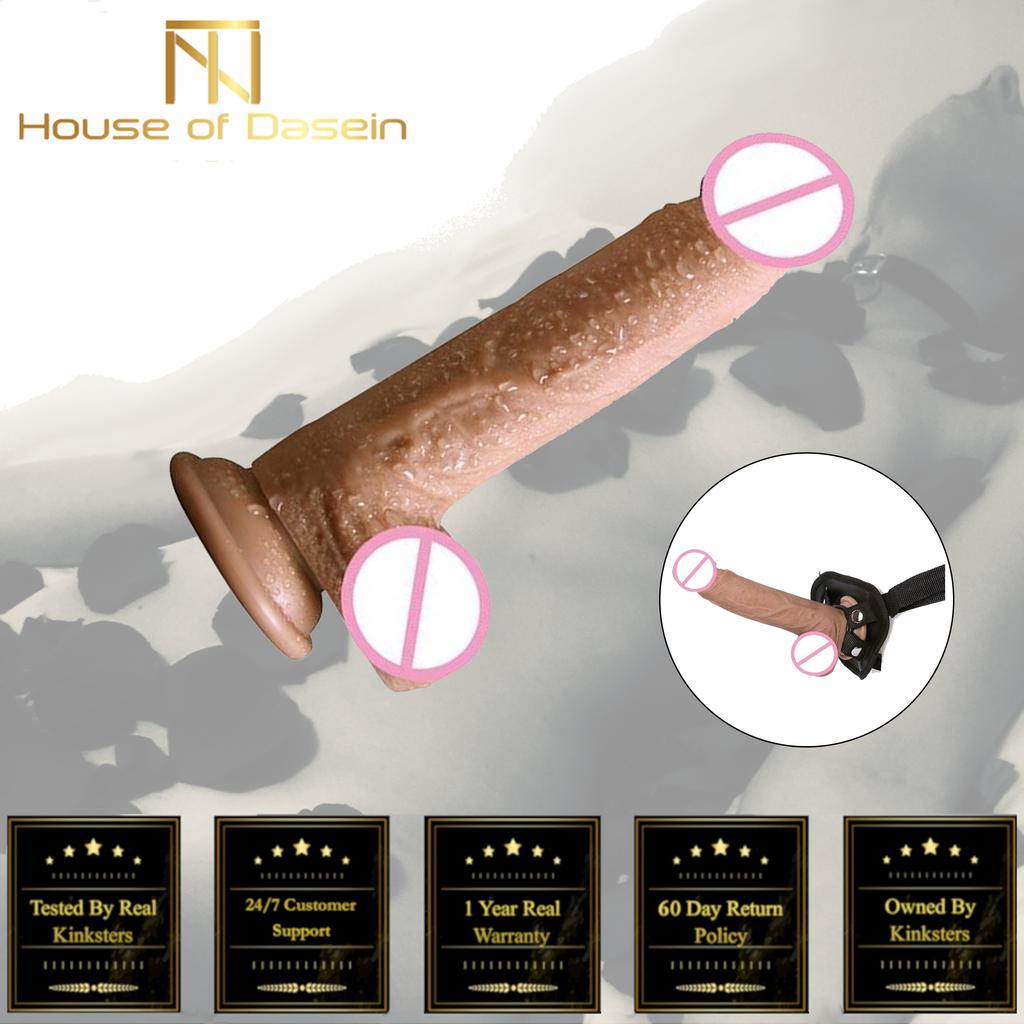 Soft Silicone Realistic And Balls Dildo Suction Cup Strap On Harness Strap Ons