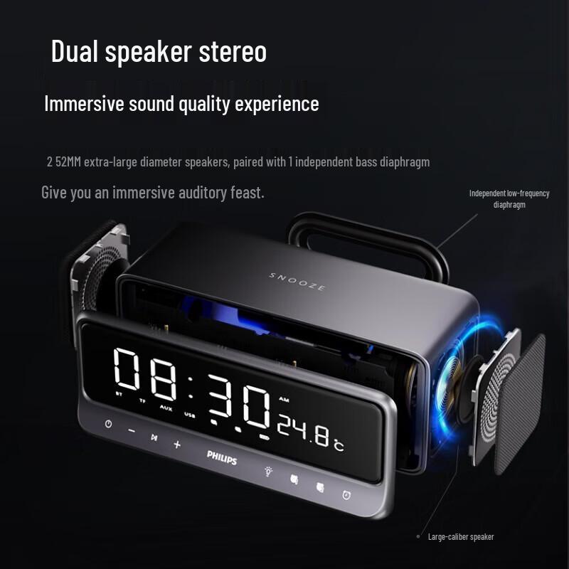 Philips TAS3609 Bluetooth Mirror Speaker with Alarm Clock