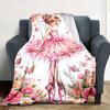 Floral Ballerina Dance Gift Blanket Durable Comfort Suitable for Sofa Couch Office Bed Picnics All-Season Use Digital Print Perfect GiftY19
