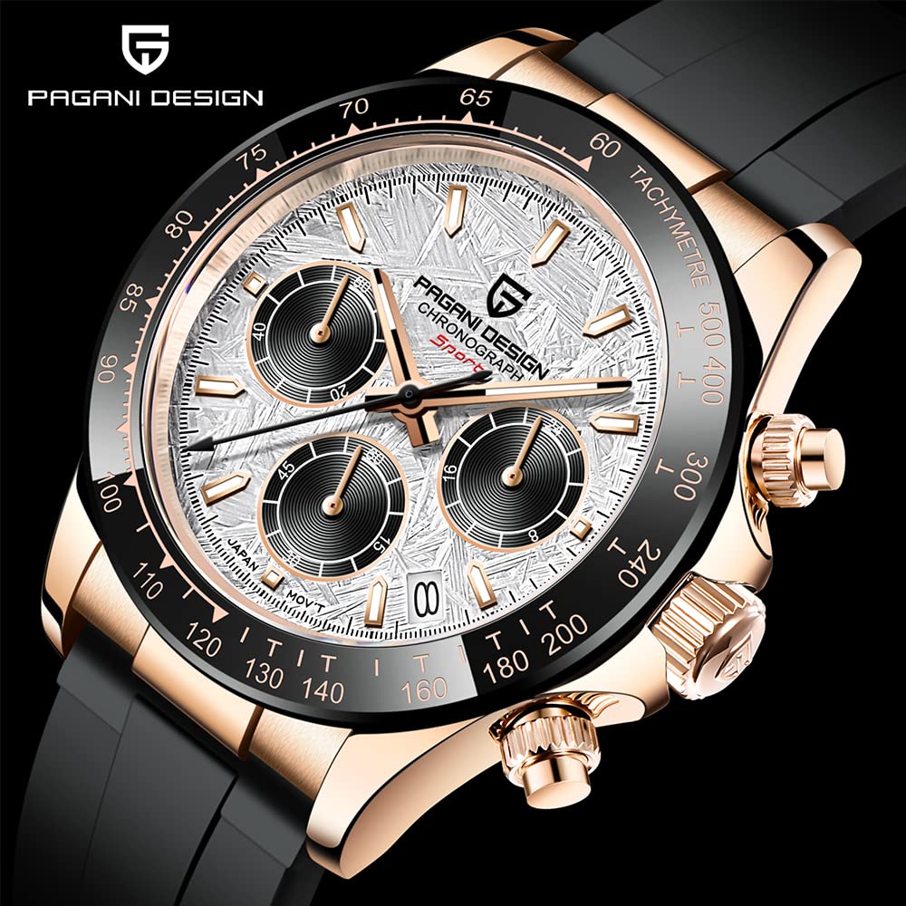 Pagani Design SEIKO Кварцевые Daytona с Керамикой Классические из Нержавеющей Стали Сапфировые PAGANI DESIGN Мужские Часы, Японский Механизм, Хронограф, Корпус,