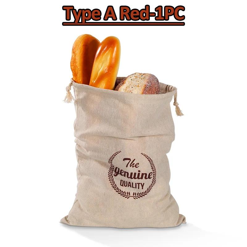 3 Styles Linen Bread Bags Reusable Drawstring Bag Homemade Artisan Bread Storage Food Bags Various Sets Bread Bags for Baguette