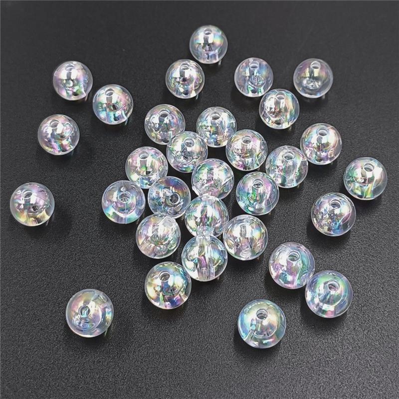 Акриловые материалы ручной работы 6-10 мм, ожерелья в форме сердца для серег, круглые ювелирные изделия, цветные AB, 20/50 шт., аксессуары для звездных бусин