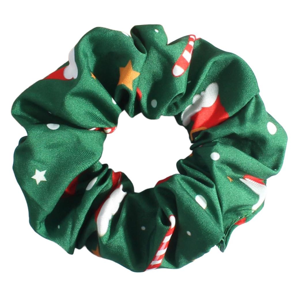 White Fang Scrunchie Hair Hair High AZ538 Tie, Accessory, Printed, Elasticity, Stylish, Women's, (Dark Green)