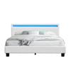 Bed 160x200 - JULIEN BEDDING - Angel - Slatted Base - LED Headboard - White