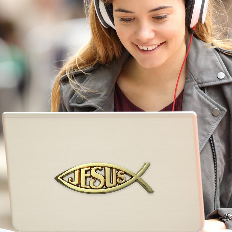 Christian Fish Sticker Car Emblem Sticker Jesus Fish Emblem Car Window Decal Acrylic Christian Bumper Stickers Religious