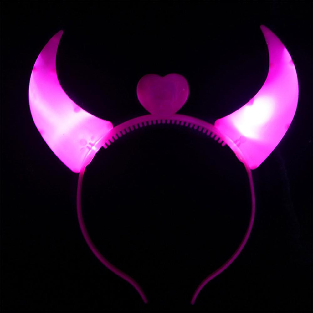 Halloween LED Devil Horn Light Up Headband Glowing Devil Horn Headwear Halloween Christmas Party Cosplay Glowing Decoration Prop