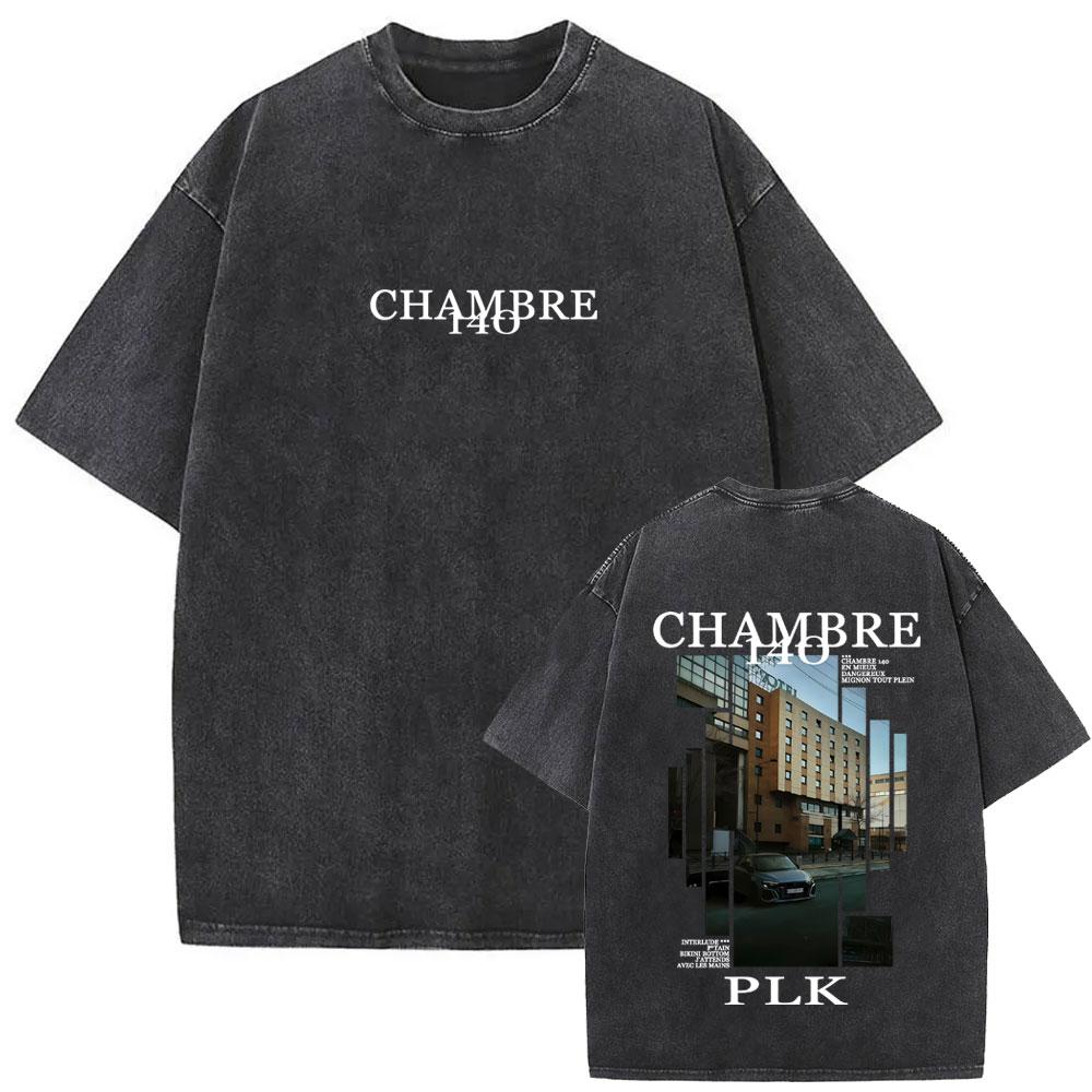 Washed Vintage Rapper PLK Chambre Album Graphic Tshirts Men Hip Hop Fashion Pop Music T Shirts Mens Casual Cotton Tshirt