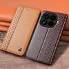 Flip Case for XIAOMI 15T Pro 15TPro 5G Genuine Leather Magnetic Book Cover Luxury Cowhide Grid Pattern Card Pocket Wallet Cases