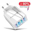 EU/US Plug USB Charger Quick Charge 3.0 4 Ports Wall Charger Fast Charging For IPhone Samsung Xiaomi Phone Charge Adapter