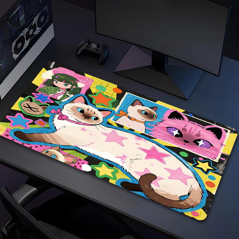 Cat Stars Xl Gaming Mouse Pad Nonslip Rubber Base Stitched Edge Waterproof Desk Mat For Pc Laptop Gamer Office Computer Accessories C927177