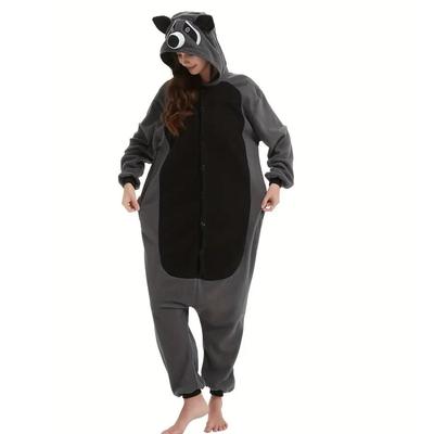 Костюм енота для косплея, цельная пижама кигуруми для взрослых, комбинезон с героями мультфильмов для Хэллоуина, одежда для всего тела