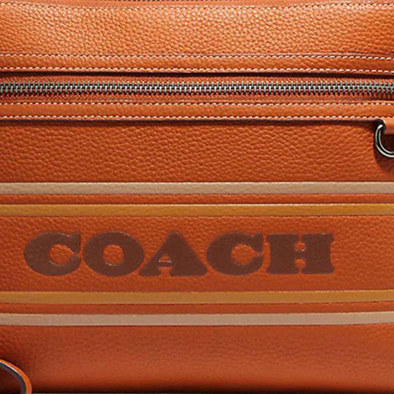 Coach Сумка-клатч 29 тисненый логотип застежка-молния полосатая кожа с фактурой гальки для хранения большая женская коричневая CH069-QBNP6