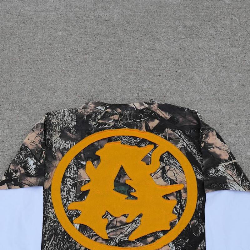 Американский уличный принт Harajuku камуфляжный длинный рукав свитер мужской длинный рукав Y2K свободный буквенный принт большой размер футболка
