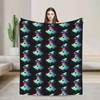 CARTOON Flannel Blanket, Boho Floral & Heart Pattern Throw, Soft Cozy for Bohemian Home Decor, Warm Sofa Couch Gift