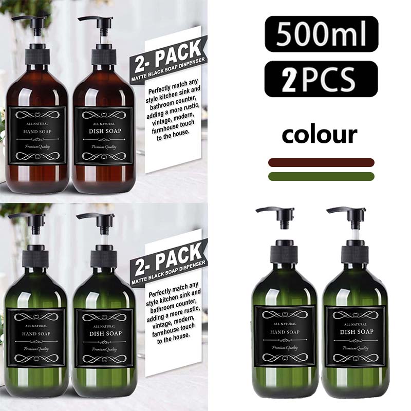 500 мл 2 упаковки ПЭТ-бутылки с дозатором-насосом Бутылка-дозатор для мыла Шампунь-лосьон Бутылка-насос для душа Контейнер для жидкости с 6 водонепроницаемыми этикетками