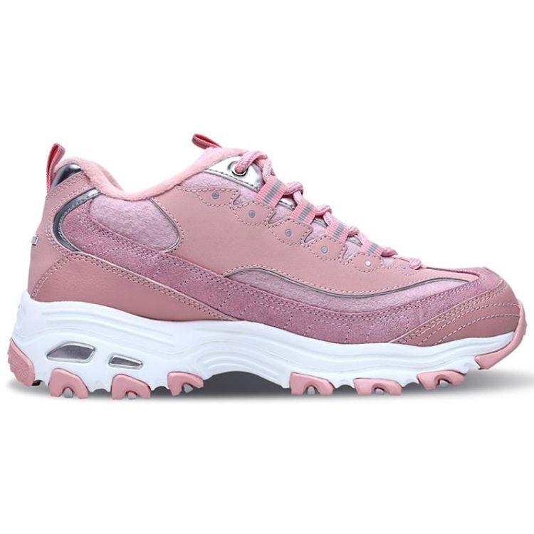 Skechers DLites Сетчатые Синтетическая Кожа Удобные Спортивные Низкие Повседневные Кроссовки Женские Розовый Белый 66666078-PNK