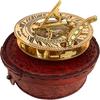 Retro Navigation Instrument, Nautical Golden Gift, Comes In an Exquisite Top Grain Leather Case with Intricate Detailing, Steampunk Polished Sundial