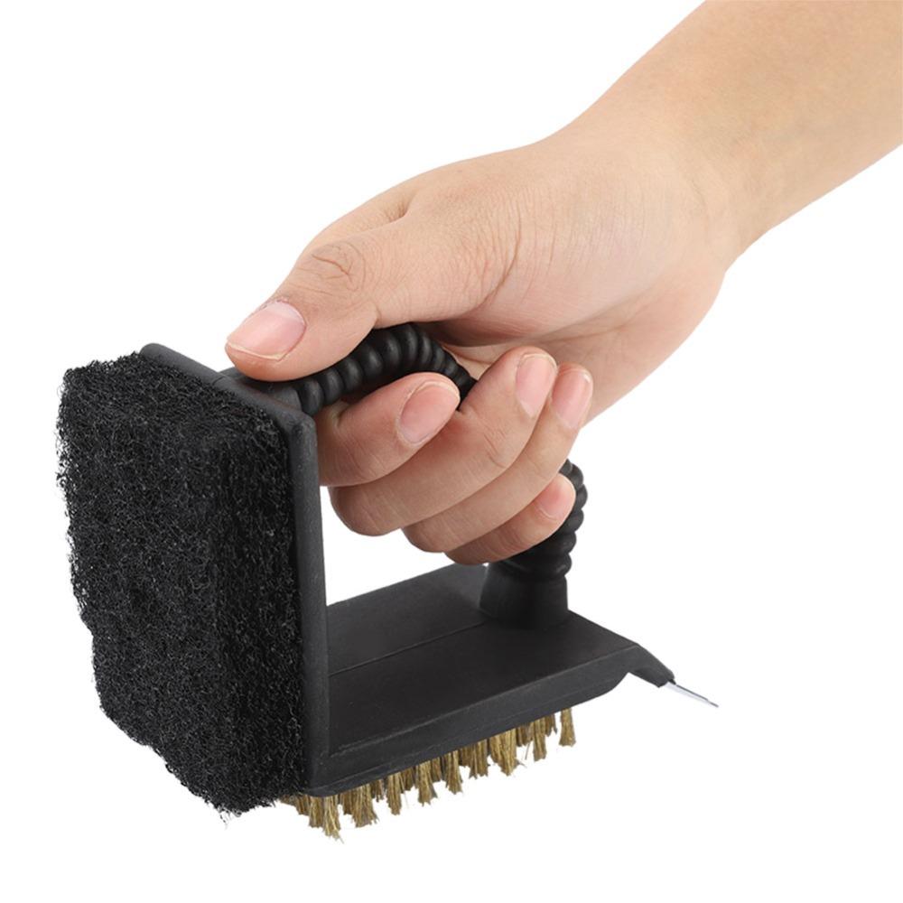3 in 1 BBQ Cleaner Plastic Copper Wire Scouring Pad Oven Cleansing Brush Backyard Party