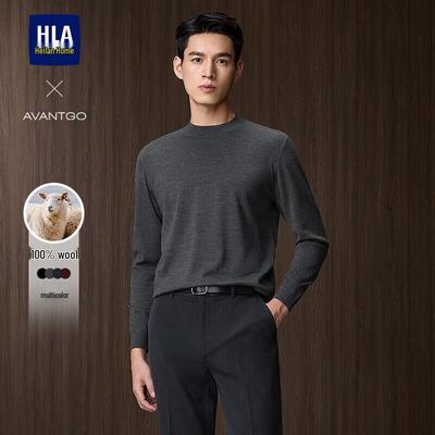 Мужской свитер HLA, можно стирать в машине, из чистой шерсти, в стиле business casual