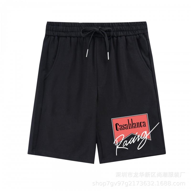 Casablanca Print Casual Shorts Relaxed Fit Streetwear Men Women