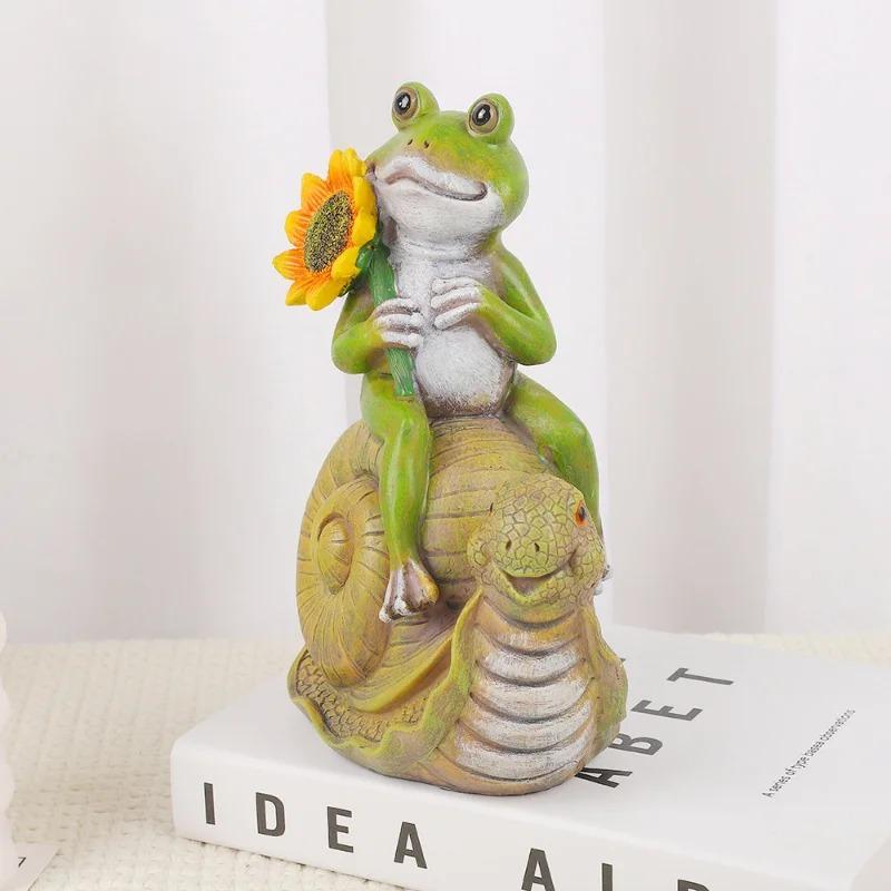 Зонт-лягушка из искусственной смолы Кровать для общежития Забавное украшение для стола Садовый газон Ландшафтный дизайн Аксессуары для дома Ангел