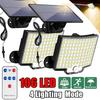 106LED Split Solar Light Outdoor Waterproof with Motion Sensor Floodlight Remote Control 3 Modes for Patio Garage Backyard