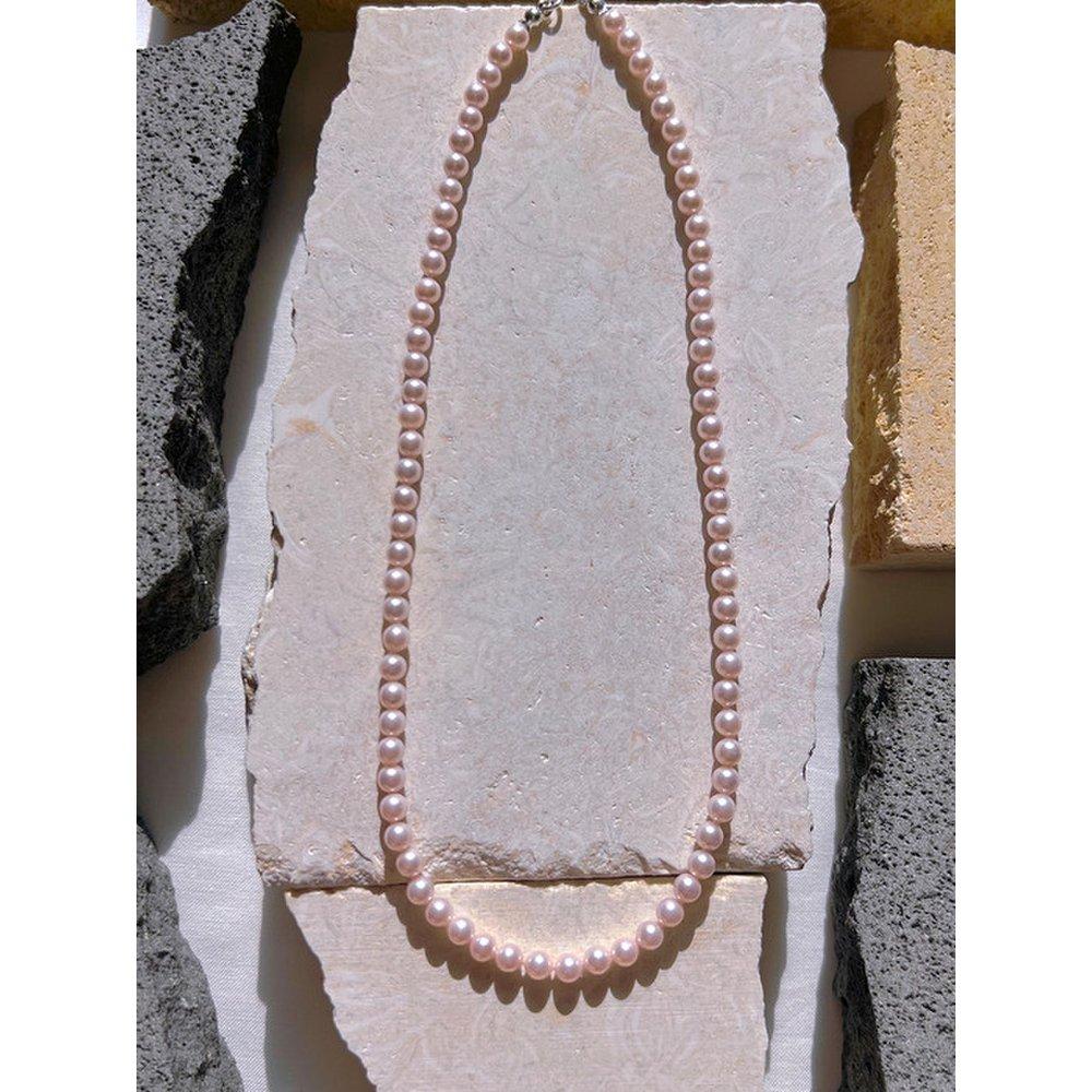 Classic Pink Pearl Necklace 4mm Silver925