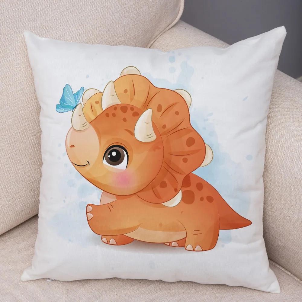Чехол для подушки с изображением динозавра юрского периода, украшение, симпатичное животное, мягкая наволочка для детской комнаты, дивана, дома, автомобиля