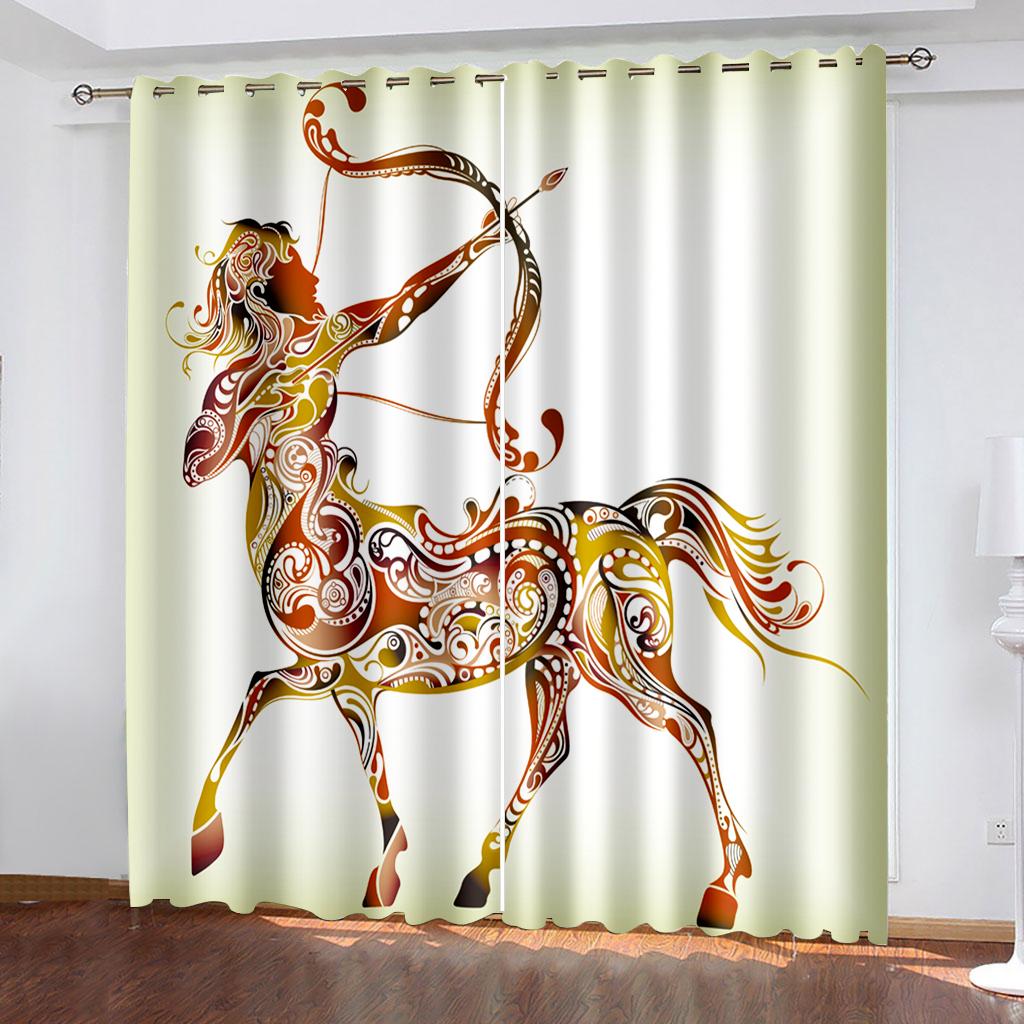 Плотные шторы с изображением животных для спальни, гостиной, оконные шторы, фоновые шторы в стиле бохо, декор(2Панели)Кортинас
