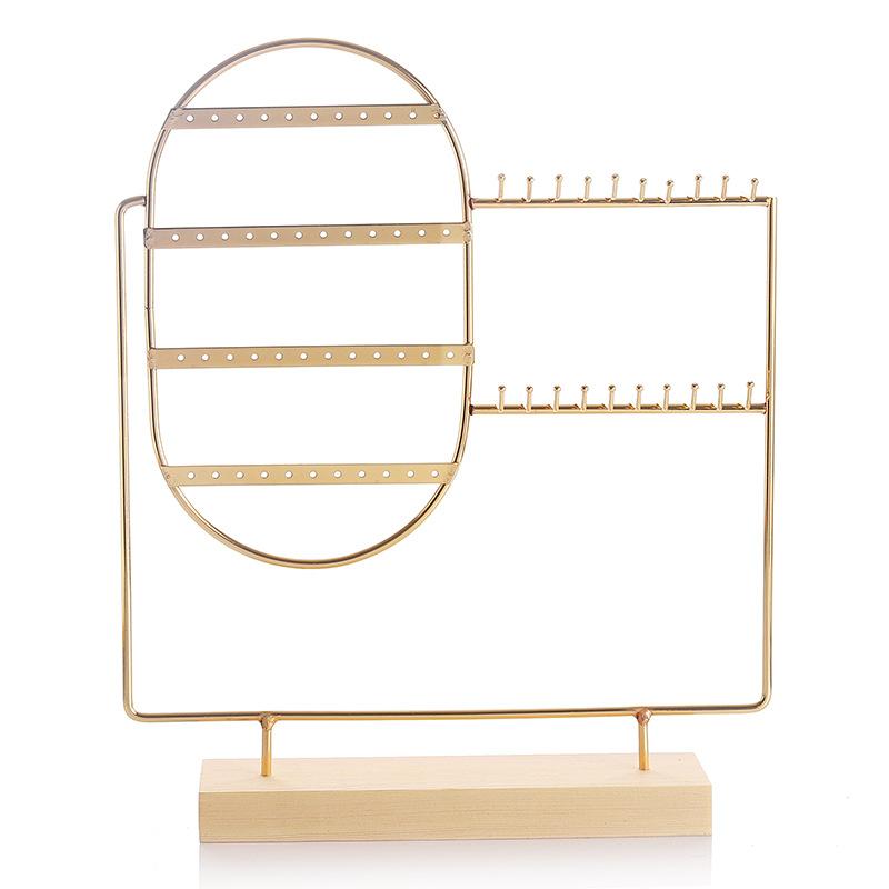 Стойка для демонстрации ювелирных изделий Железная стойка для хранения серег, колец, браслетов, ожерелий С деревянным основанием Настольный органайзер для ювелирных изделий
