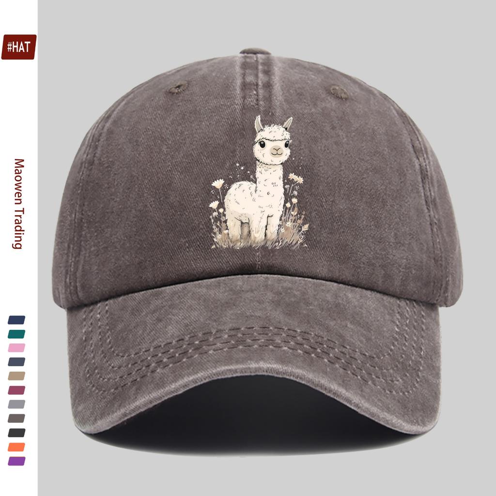 pc Cute Alpaca Print Baseball Cap Fashion Trucker Papa Hat Comfortable Lightweight Headwear Adjustable Strap Papa Hat Casua