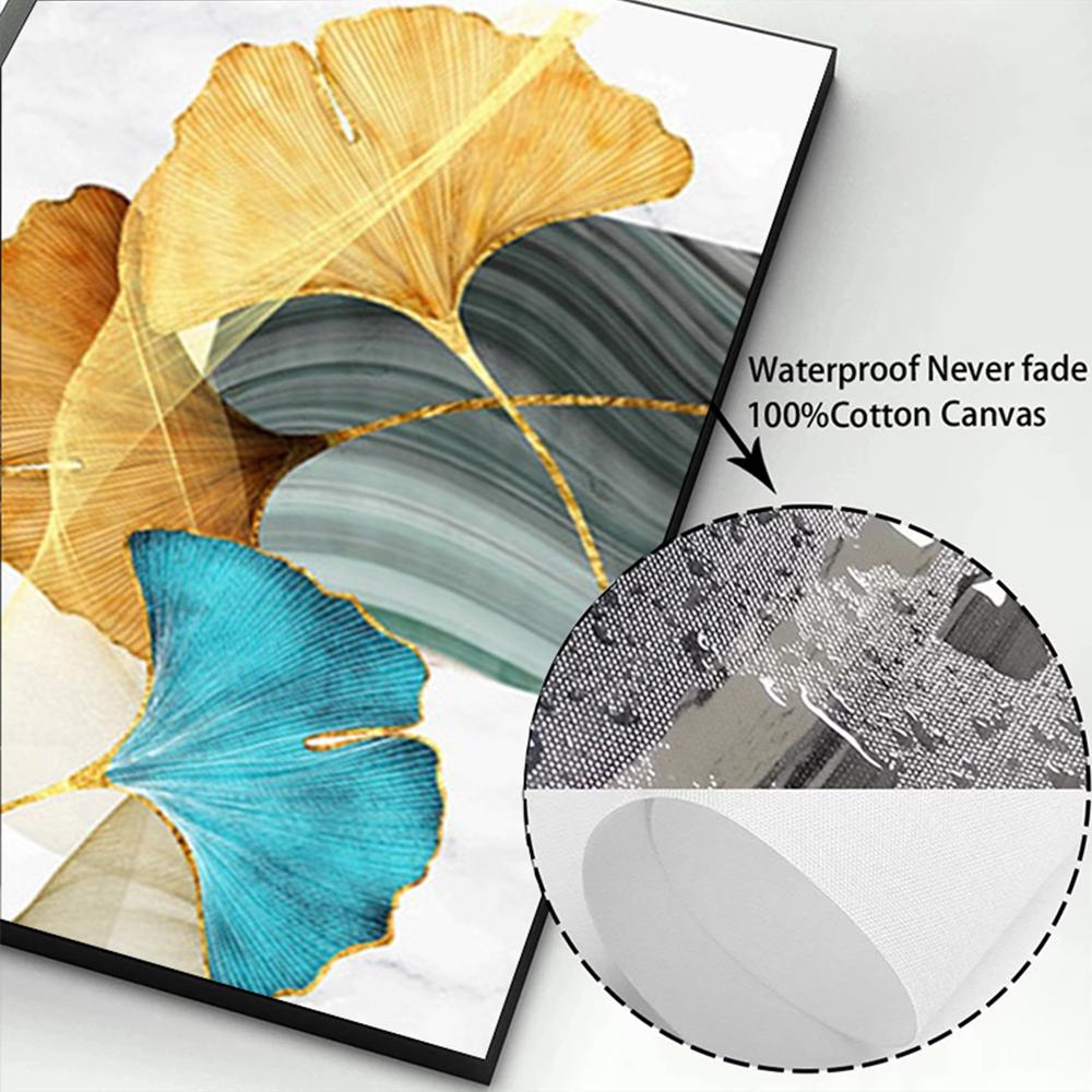 Современные минималистичные холсты с листьями гинкго, художественные постеры и принты, легкие роскошные абстрактные картины на стене, художественная картина, декор Cuadro