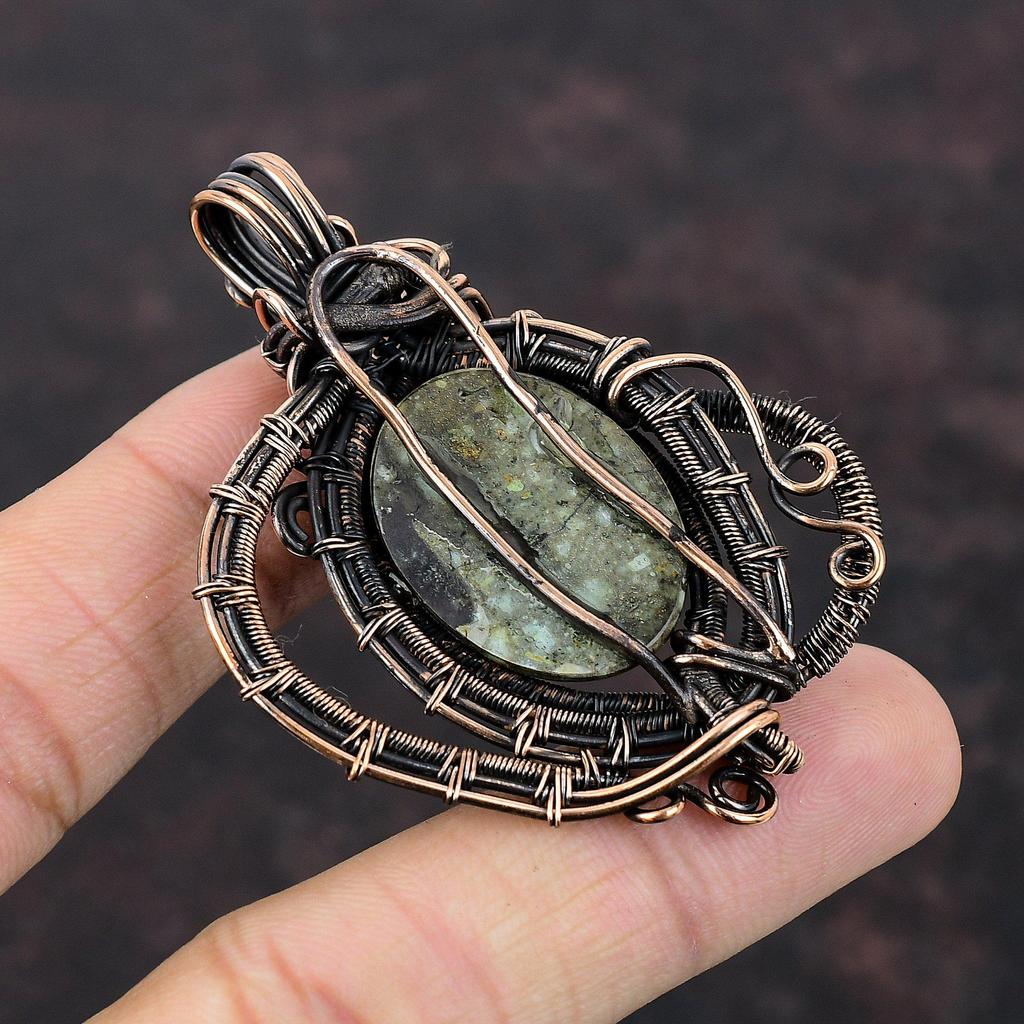 Подвеска из азурита и малахита, медная проволочная обертка, ювелирные изделия, красивая подвеска из драгоценных камней, медная подвеска, ювелирные изделия ручной работы, проволочная обертка, кулон для подарка