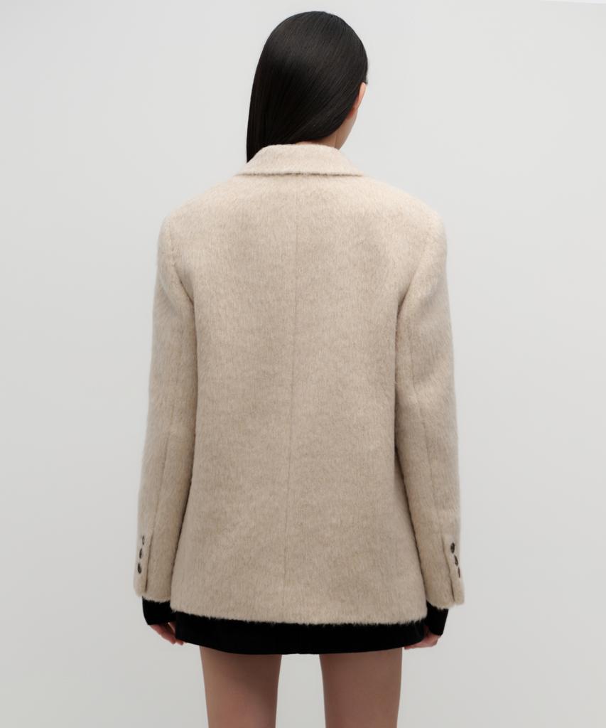 Musinsa Standard Woman Women'S Wool Blend Hairy Overshoulder Blazer Coat [Cream]