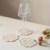 2/4Pcs Knitted Texture Lace Floral Coasters Vintage Round Woven Placemats  Coffee Table