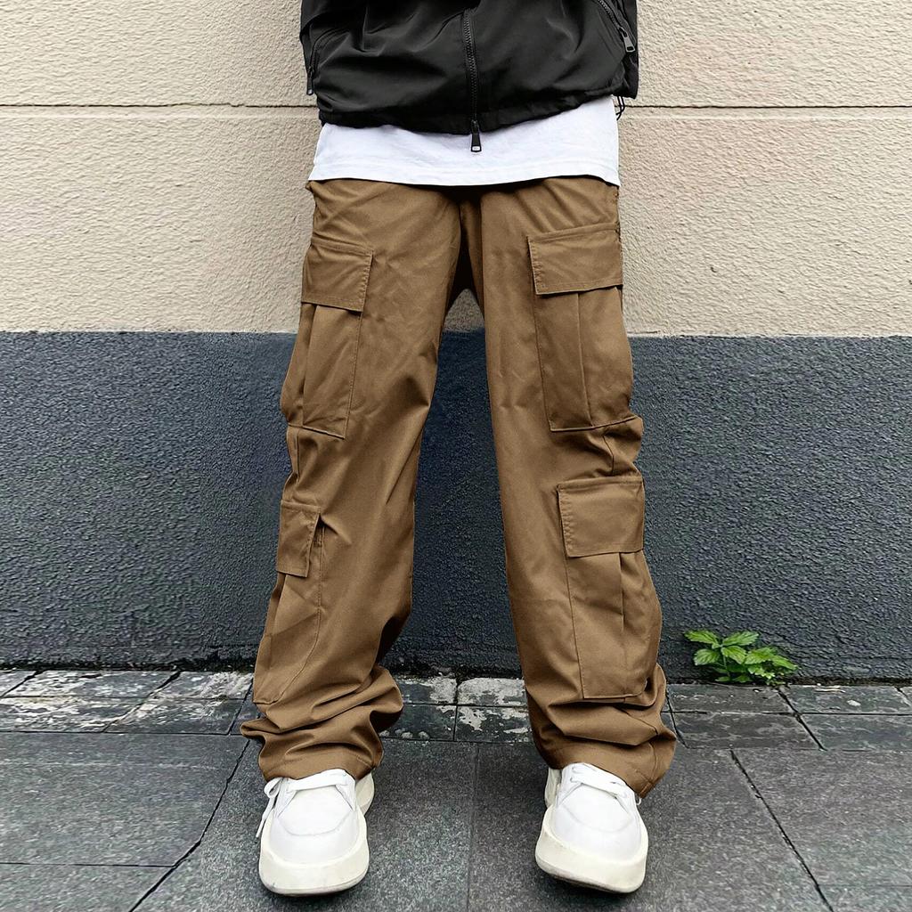 Men's Overalls Drawstring Multi Pocket Casual Pants Hiking Pants Cotton Twill Pants