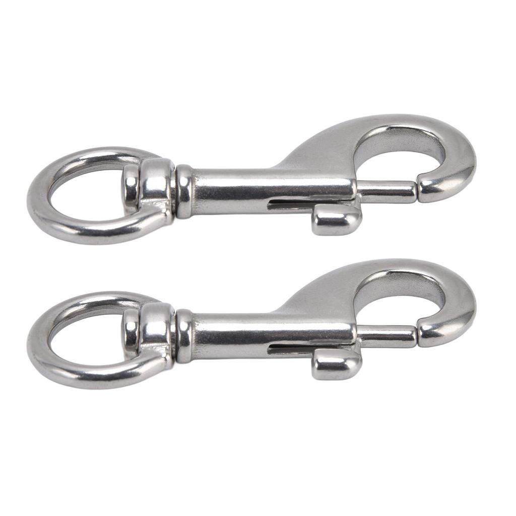 2Pcs Rotating Snap Hook Eye Bolt 316 Stainless Steel Marine Grade Single Ended Diving Clip 87mm