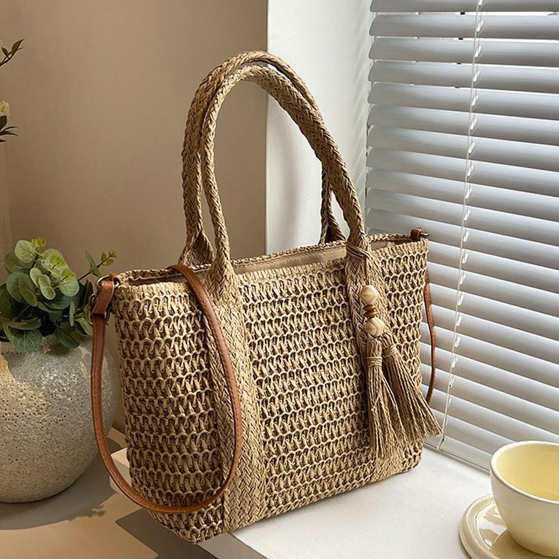 Летняя большая плетеная сумка-тоут из соломы, женская сумка через плечо, сумка кроссбоди