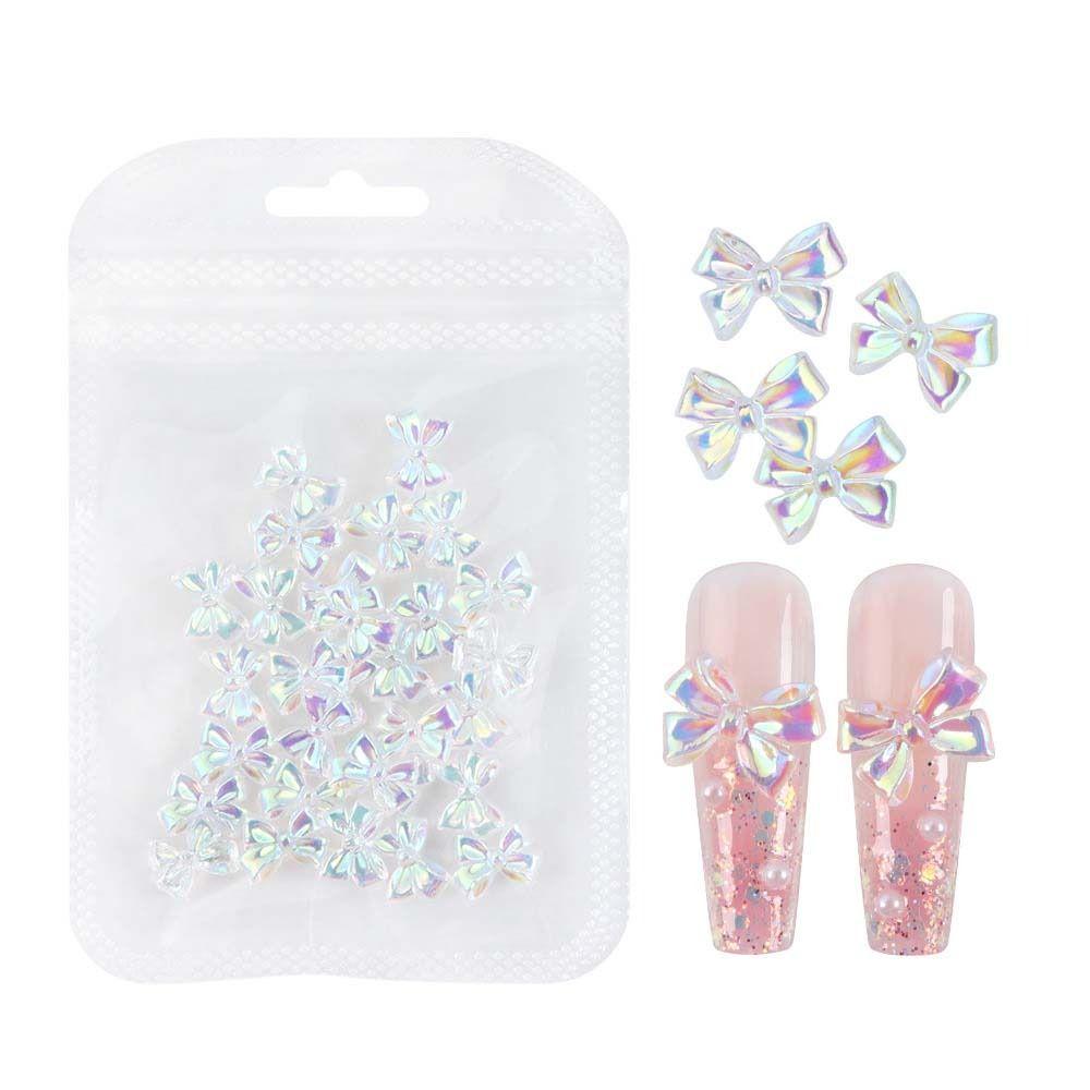 30 шт./компл. смоляные украшения для ногтей в виде банта, лента, бант, стразы для ногтей, маникюрный салон