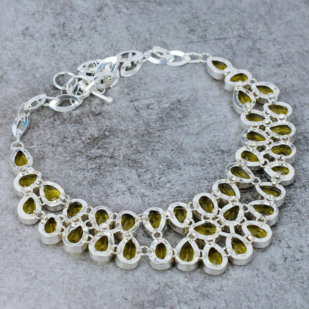 Citrine Gemstone Handmade 925 Sterling Silver Jewelry Necklace 18" M-328