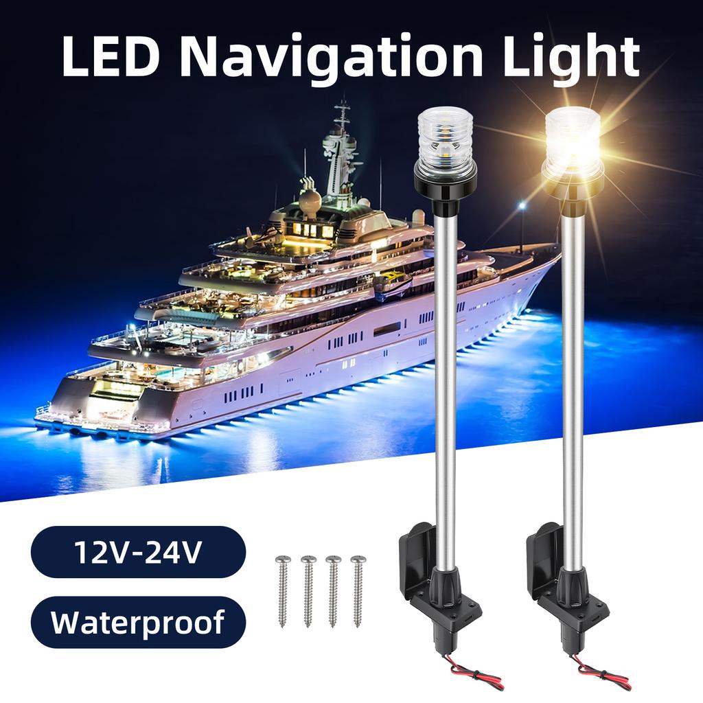 22Inch LED Sailing Signal Light Marine Boat Yacht Navigation Light Polygonal/Round Fixed Type with Socket Light Anchor Lamp